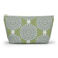 Lace Hexagon Accessory Pouch w T-bottom in Green
